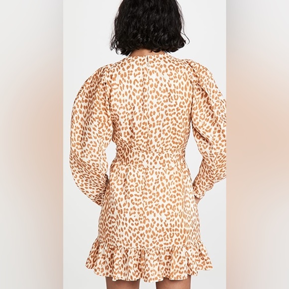 ULLA JOHNSON ROSARIO SILK LEOPARD PRINT MINI DRESS WITH PUFF SLEEVES SIZE 4 - Picture 5 of 16